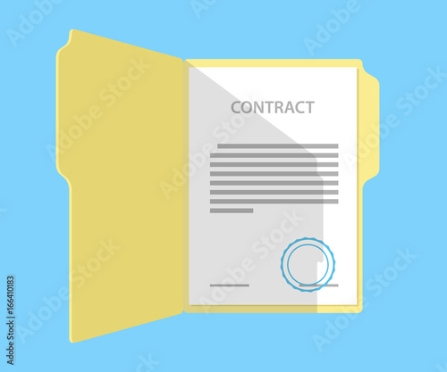 Contact in open folder 3d flat illustration