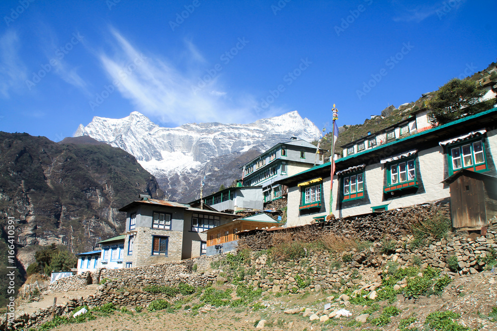 Shot from the Everest Basecamp trail at Namche Bazaar in Nepal
