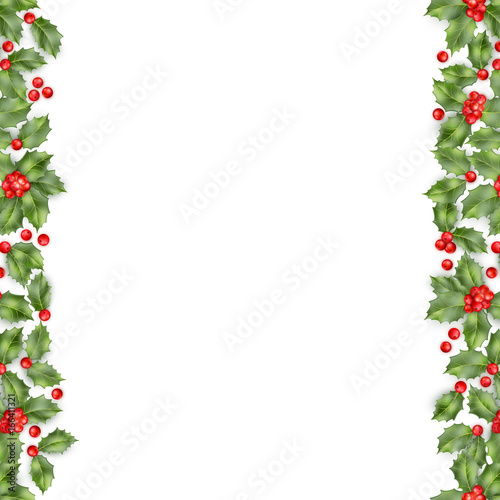 Seamless border from Christmas holly berry. EPS 10 vector