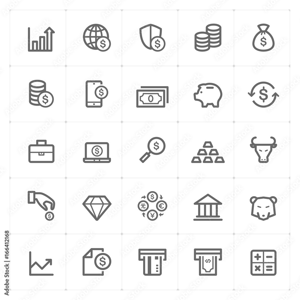 Icon set - money and finance outline stroke vector illustration Icon set - money and finance outline stroke vector illustration