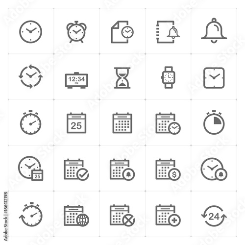 Icon set – time and schedule outline stroke vector illustration