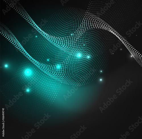 3D illuminated wave of glowing particles