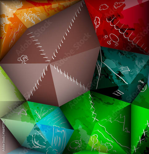 Abstract patchwork background. Art of ecotourism and travel.