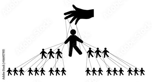 Pyramidal management of people, silhouette vector