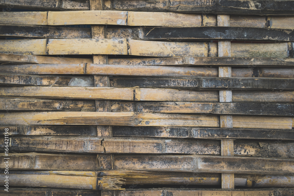 Full Frame Shot Of Weathered Bamboo Fence. Full Frame Shot Of Weathered Bamboo Fence.