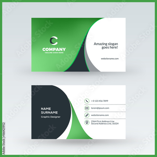 Double-sided horizontal business card template. Vector mockup illustration. Stationery design