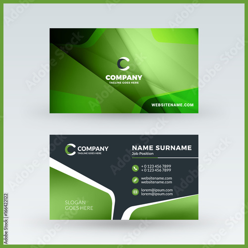 Double-sided horizontal business card template. Vector mockup illustration. Stationery design