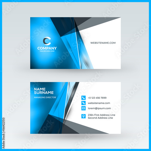 Double-sided horizontal business card template. Vector mockup illustration. Stationery design