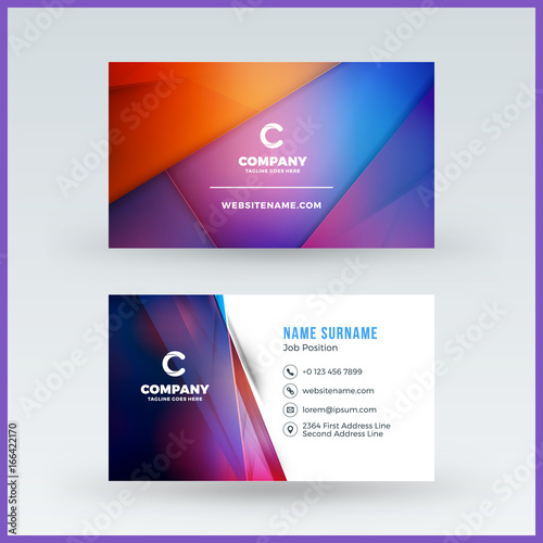 Double-sided horizontal business card template. Vector mockup illustration. Stationery design