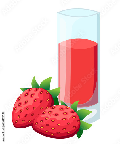 Strawberry juice. A glass of strawberry juice and ice . Vector Web site page and mobile app design vector element