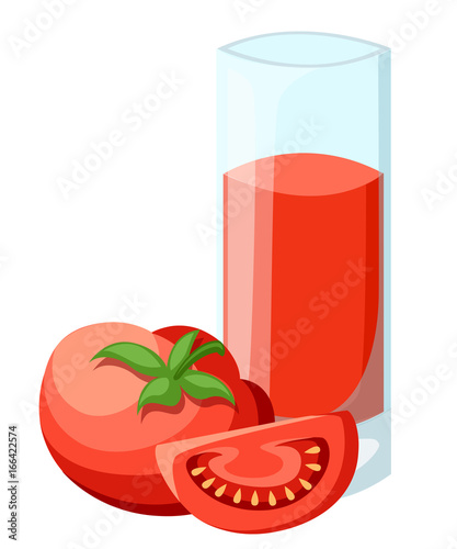 Tomato juice. A glass of tomato juice and ice Vector Web site page and mobile app design vector element
