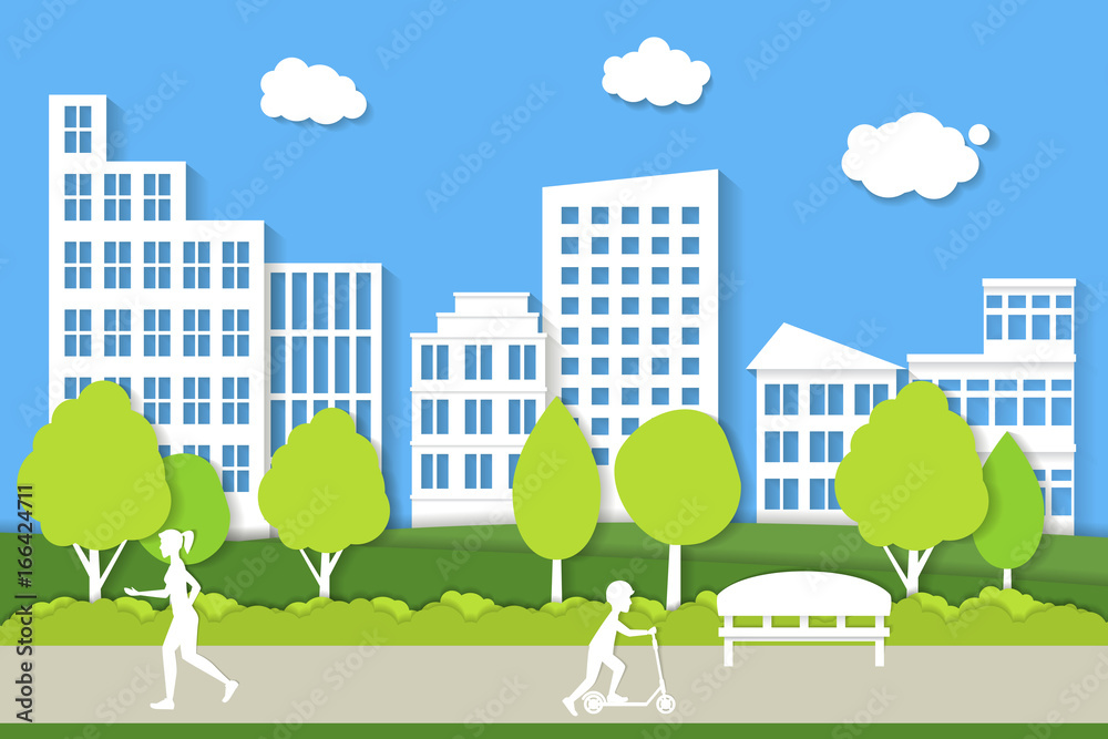 City Landscape Background Paper Art. Vector