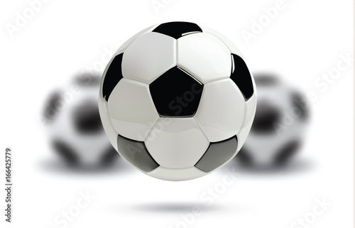 3d football or soccer ball on white background.
