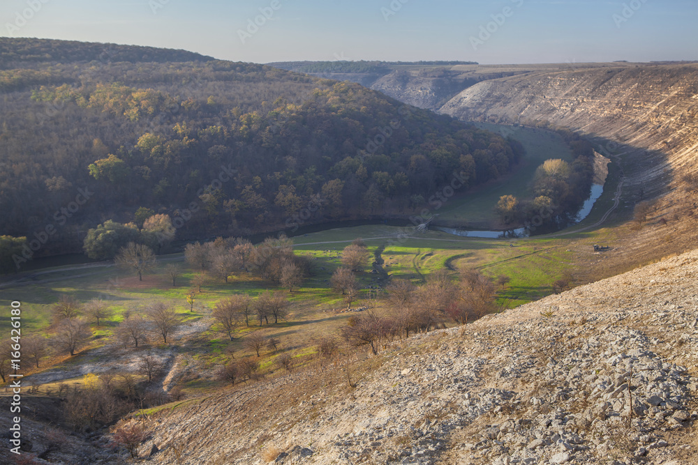 landscape with river and hills