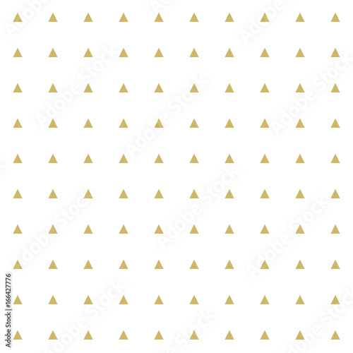 Minimalistic geometric background with triangles in gold. Seamless vector pattern