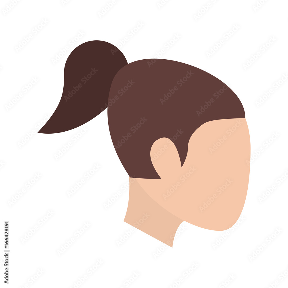 head of woman with ponytail avatar icon image head of woman with ponytail avatar icon image