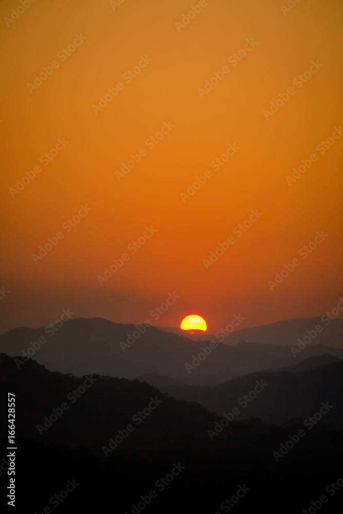 Obraz premium Mount Phou Si temple sunset