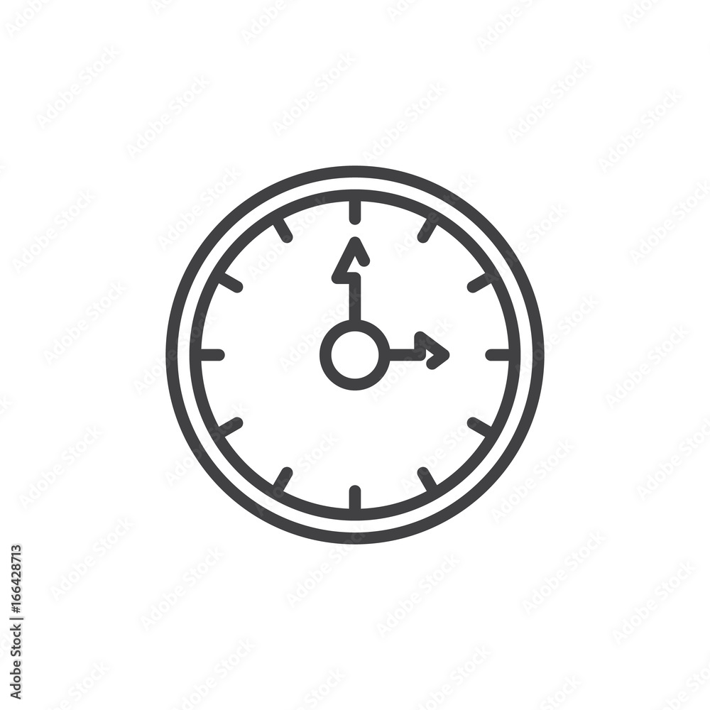 Clock line icon, outline vector sign, linear style pictogram isolated on white. Time symbol, logo illustration. Editable stroke. Pixel perfect vector graphics Clock line icon, outline vector sign, linear style pictogram isolated on white. Time symbol, logo illustration. Editable stroke. Pixel perfect vector graphics