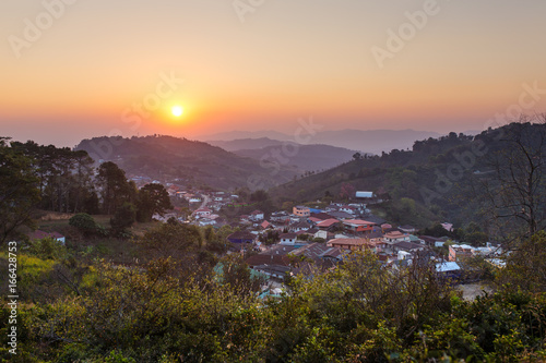Beautiful sunset over Mae Salong village in Northern Thiland
