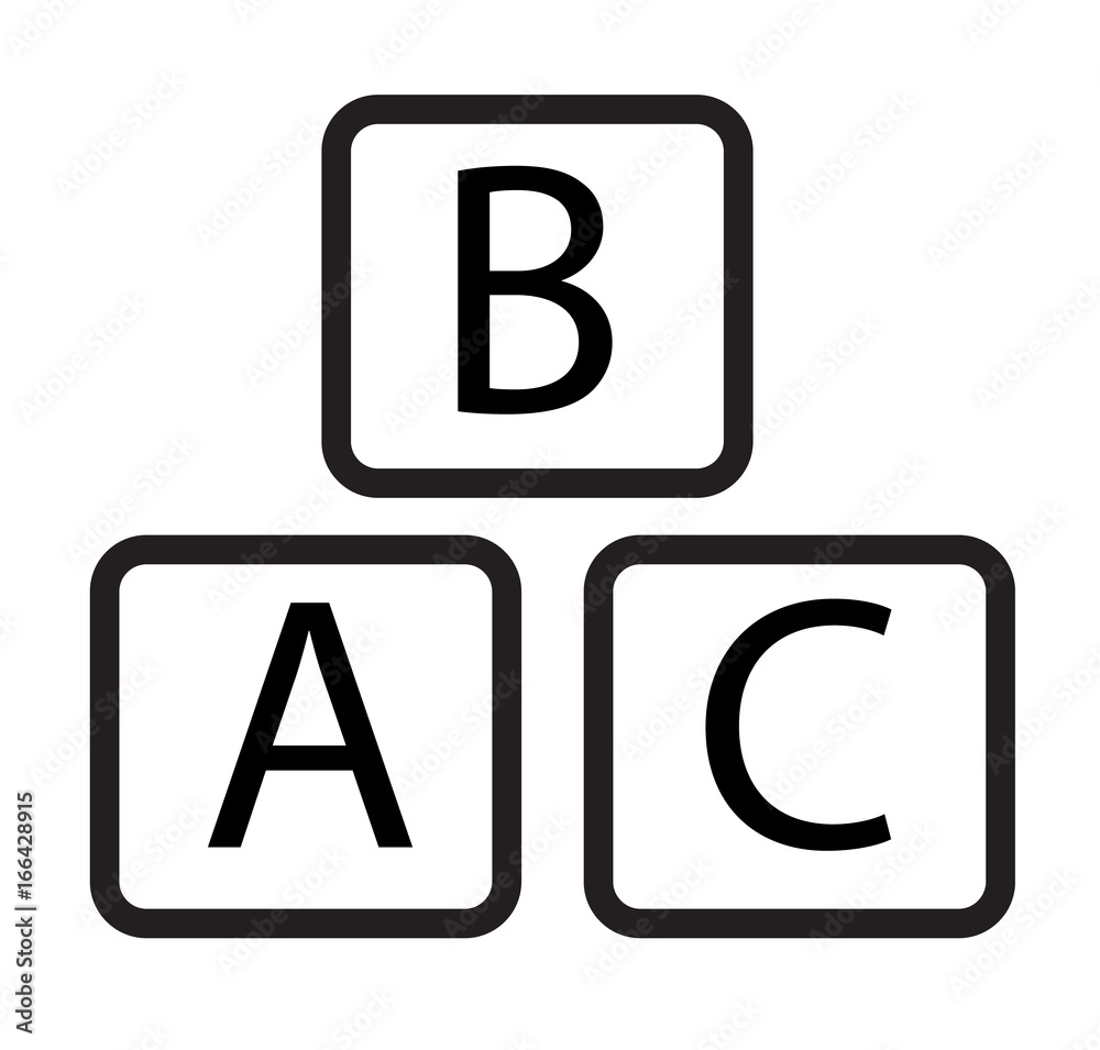 abc block icon on white background. abc block sign. abc block icon on white background. abc block sign.