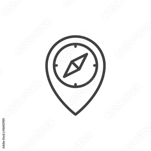 Compass on map pointer line icon, outline vector sign, linear style pictogram isolated on white. Location symbol, logo illustration. Editable stroke. Pixel perfect vector graphics Free Download Compass on map pointer line icon, outline vector sign, linear style pictogram isolated on white. Location symbol, logo illustration. Editable stroke. Pixel perfect vector graphics - GFXLoad
