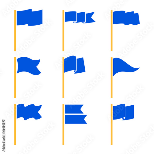 Markers or pointer blue flags set photo