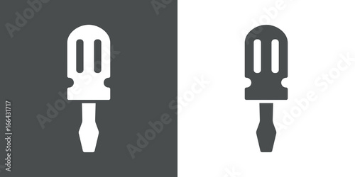 Icono plano destornillador corto gris y blanco