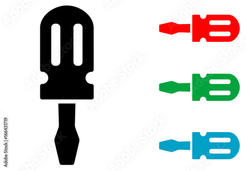 Icono plano destornillador corto varios colores