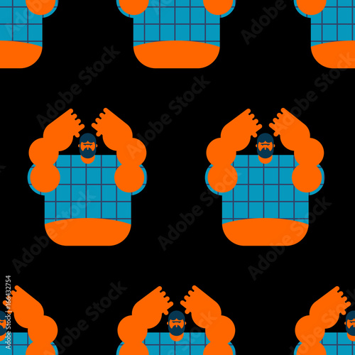 redneck seamless pattern. Angry bearded man in shirt background. Aggressive guy ornament