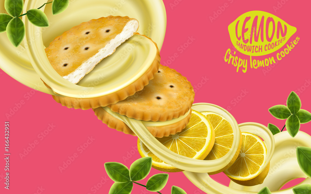 Lemon sandwich cookies elements Lemon sandwich cookies elements