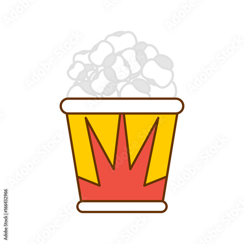 Popcorn packaging isolated. Paper box popped corn on white background