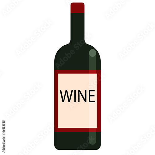 Wine bottle alcoholic beverage flat icon, vector sign, colorful pictogram isolated on white. Symbol, logo illustration. Flat style design