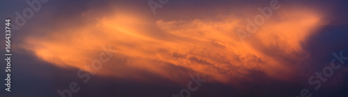 Dramatic clouds with sunset light, Panoramic view of clouds