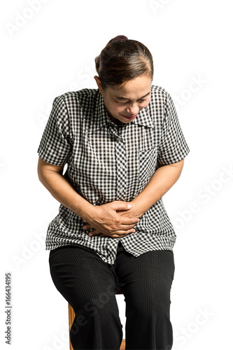 portrait of a senior woman having an stomachache