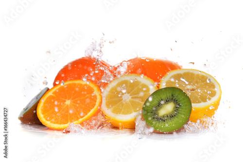 slices of kiwi   orange and  lemon