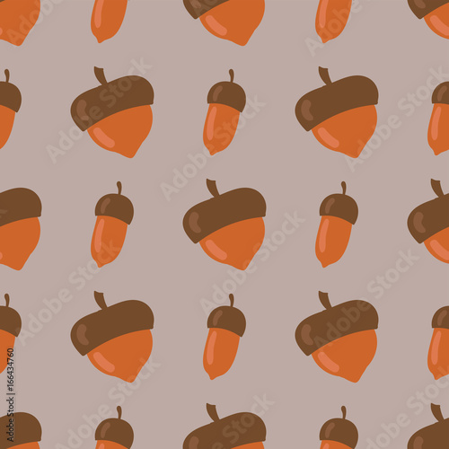 Cute seamless pattern made of brown acorns background autumn nature fall seas...