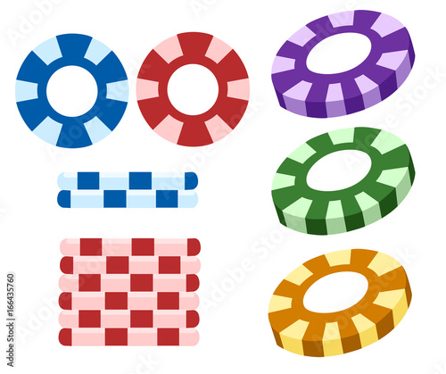 illustration of set of casino icons on isolated white background Web site page and mobile app design vector illustration.