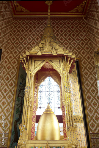 Buddha's Relics displayed on top of Loha Prasat.Bangkok famous place temple Iron Palace, Loha Prasat, in the area of Wat Ratchanatdaram (Royal Niece)