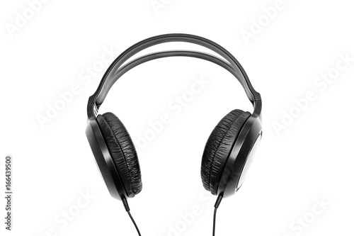Black headphones. Isolated on white background with clipping path