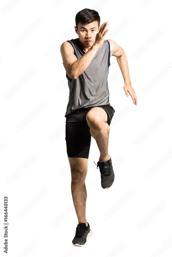 Φωτογραφία Portrait of an asian sport man wearing sportwear and running