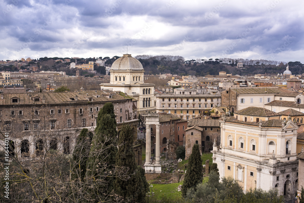 beautiful view of Rome during a gloomy day