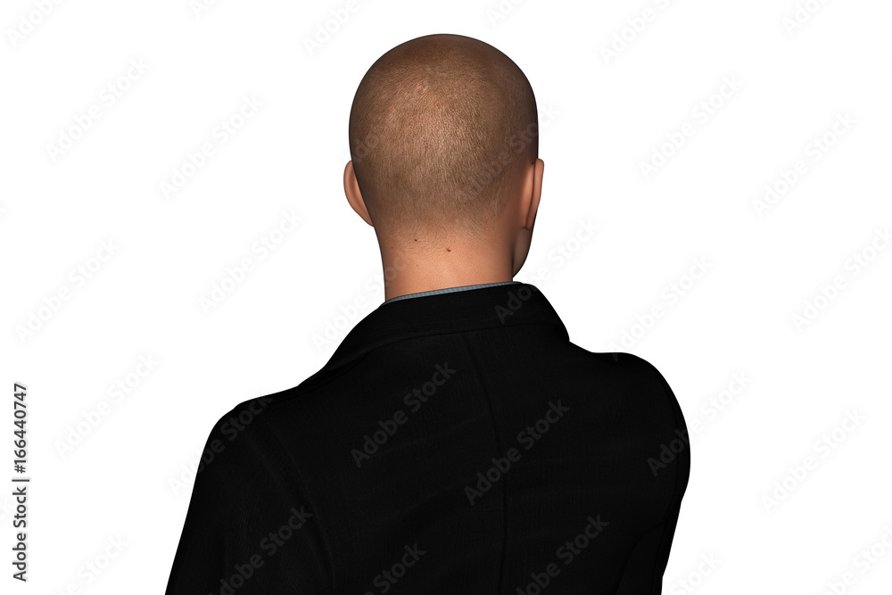 3d rendering of back side of businessman looking forward isolated on white background 3d rendering of back side of businessman looking forward isolated on white background