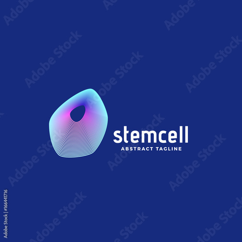 Stem Cell Abstract Vector Sign, Emblem or Logo Template. Elegant Gradient Biology or Medical Symbol.