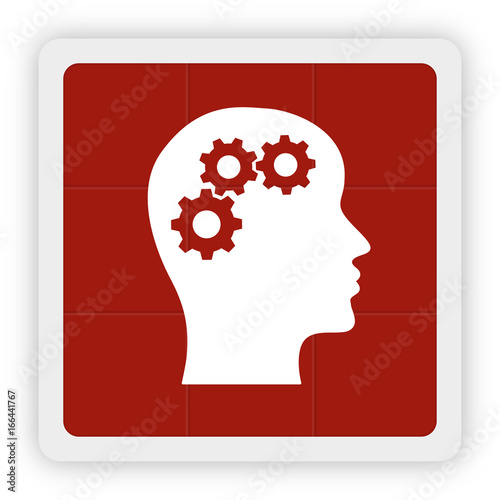 Red Icon Schaltfläche - Kopf mit Zahnrädern