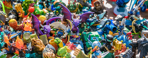 plastic miniatures sold for childhood consumption at garage sale photo