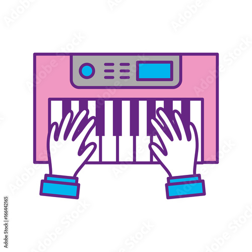 hands user with Synth console vector illustration design