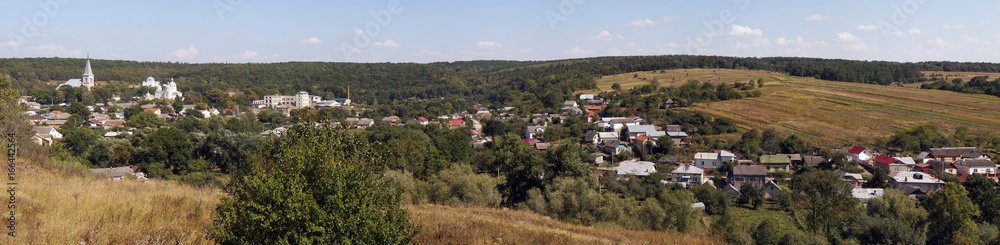 Panorama of ancient village Strusiv, west Ukraine.