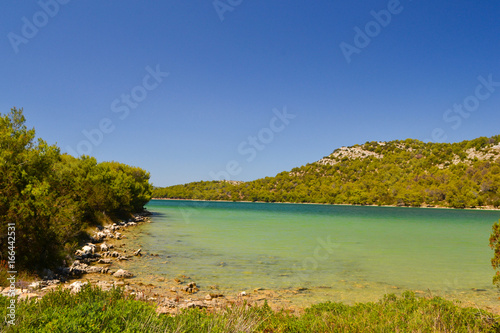 Salt lake Mir in the Telascica Nature Park at Dugi Otok island in Dalmatia, Croatia
