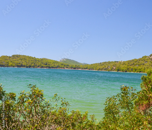 Salt lake Mir in the Telascica Nature Park at Dugi Otok island in Dalmatia, Croatia