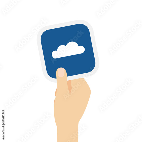 Hand hält Bierdeckel mit Wolke